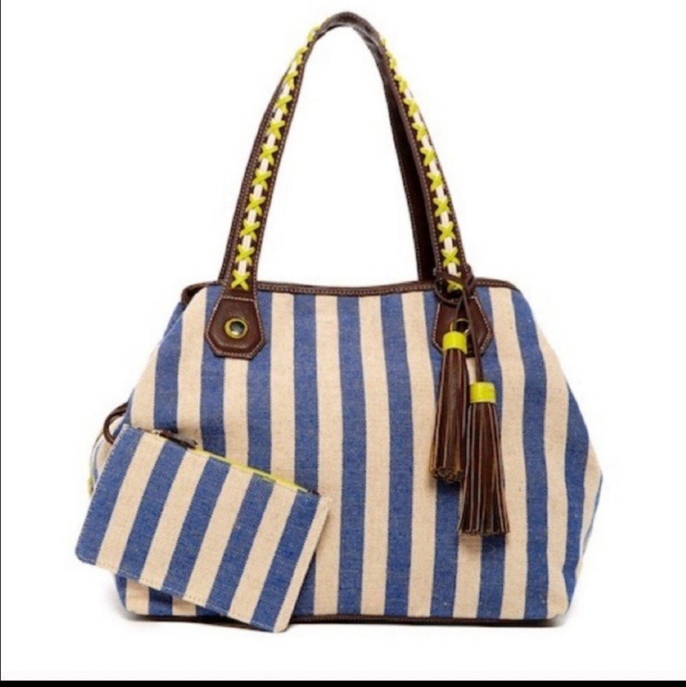 BIG BUDDHA New Striped Extra Large Beach Bag Tote